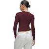 imageCRZ YOGA Softembrace Long Sleeve Shirts for Women Soft Crew Neck Fall Basic Tight Tops Fitted Casual Going Out TShirtsRed Merlot