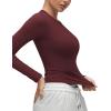 imageCRZ YOGA Softembrace Long Sleeve Shirts for Women Soft Crew Neck Fall Basic Tight Tops Fitted Casual Going Out TShirtsRed Merlot