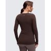 imageCRZ YOGA Womens Butterluxe Long Sleeve Maternity Tops Crewneck Pregnancy Basic Shirts Soft Athletic Yoga Casual Tee BlousesHot Fudge Brown