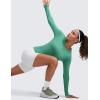 imageCRZ YOGA Womens Seamless Workout Long Sleeve Shirts Quick Dry Gym Athletic Tops Breathable Running Yoga TShirtsCascadia Green Heather