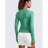 imageCRZ YOGA Womens Seamless Workout Long Sleeve Shirts Quick Dry Gym Athletic Tops Breathable Running Yoga TShirtsCascadia Green Heather