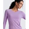 imageCRZ YOGA Womens Seamless Workout Long Sleeve Shirts Quick Dry Gym Athletic Tops Breathable Running Yoga TShirtsElfin Purple Heather