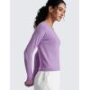 imageCRZ YOGA Womens Seamless Workout Long Sleeve Shirts Quick Dry Gym Athletic Tops Breathable Running Yoga TShirtsElfin Purple Heather