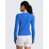imageCRZ YOGA Womens Seamless Workout Long Sleeve Shirts Quick Dry Gym Athletic Tops Breathable Running Yoga TShirtsSparkle Blue
