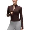 imageCRZ YOGA Butterluxe Womens Cropped Slim Fit Workout Jacket Weightless Track Athletic Full Zip Up Tops with Thumb HolesHot Fudge Brown
