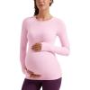 imageCRZ YOGA Womens Butterluxe Long Sleeve Maternity Tops Crewneck Pregnancy Basic Shirts Soft Athletic Yoga Casual Tee BlousesPink Peony