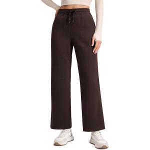 imageCRZ YOGA Cotton Fleece Lined Sweatpants Women 28quot30quot Straight Leg Casual Lounge Sweat Pants for WomenHot Fudge Brown