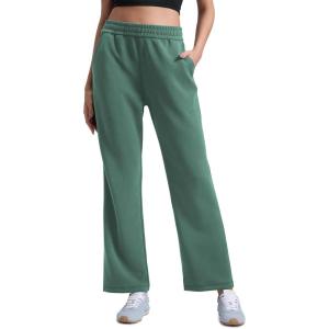 imageCRZ YOGA SoftAura Wide Leg Sweatpants Women 29quot31quot Modal High Waisted Lounge Travel Casual Sweat Pants with PocketsDark Forest Green