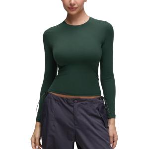 imageCRZ YOGA Softembrace Long Sleeve Shirts for Women Soft Crew Neck Fall Basic Tight Tops Fitted Casual Going Out TShirtsLegend Green