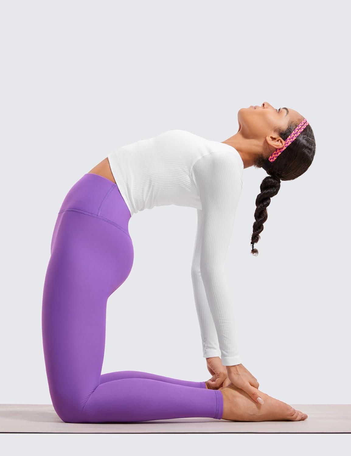 imageCRZ YOGA Womens Fleece Lined Leggings 28  Thermal Winter Warm Full Length Pants Casual Lounge Yoga WorkoutRoyal Lilac