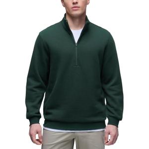 imageCRZ YOGA Fleece Lined Half Zip Sweatshirts for Men Mock Neck Pullover Sweat Shirts Casual Workout Daily SweatersLegend Green