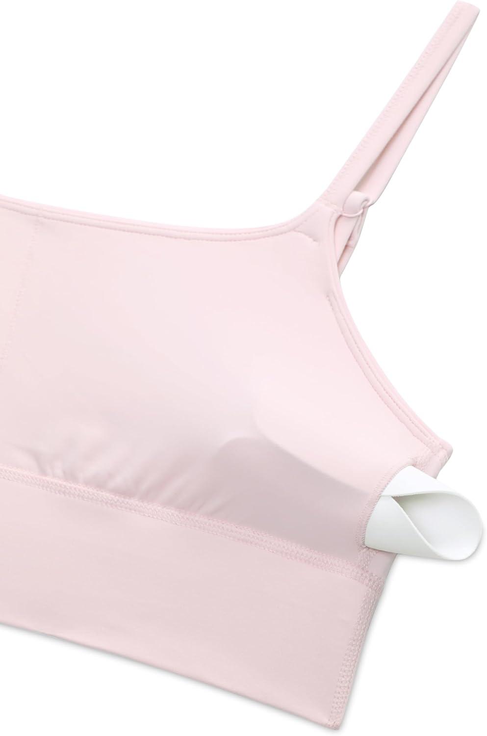 imageCRZ YOGA Butterlift U Neck Longline Sports Bras for Women  Adjustable Spaghetti Strap Workout Crop Top Padded Cami TankStrawberry Pink
