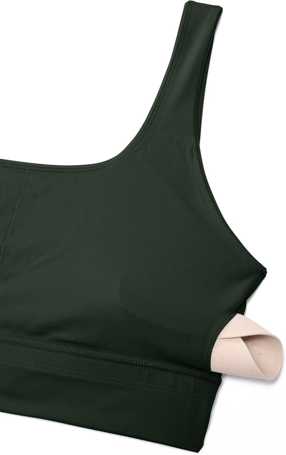imageCRZ YOGA Butterluxe Womens U Back Sports Bra  Scoop Neck Padded Low Impact Yoga Clothes Workout Crop Top with Built in PadsLegend Green