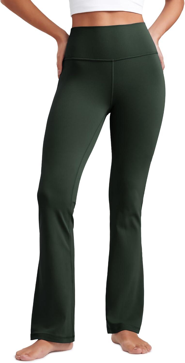imageCRZ YOGA Womens Butterluxe High Waist Flare Pants 29quot  305quot  32quot  335quot  Yoga Bootcut Wide Leg with Pocket LoungeLegend Green