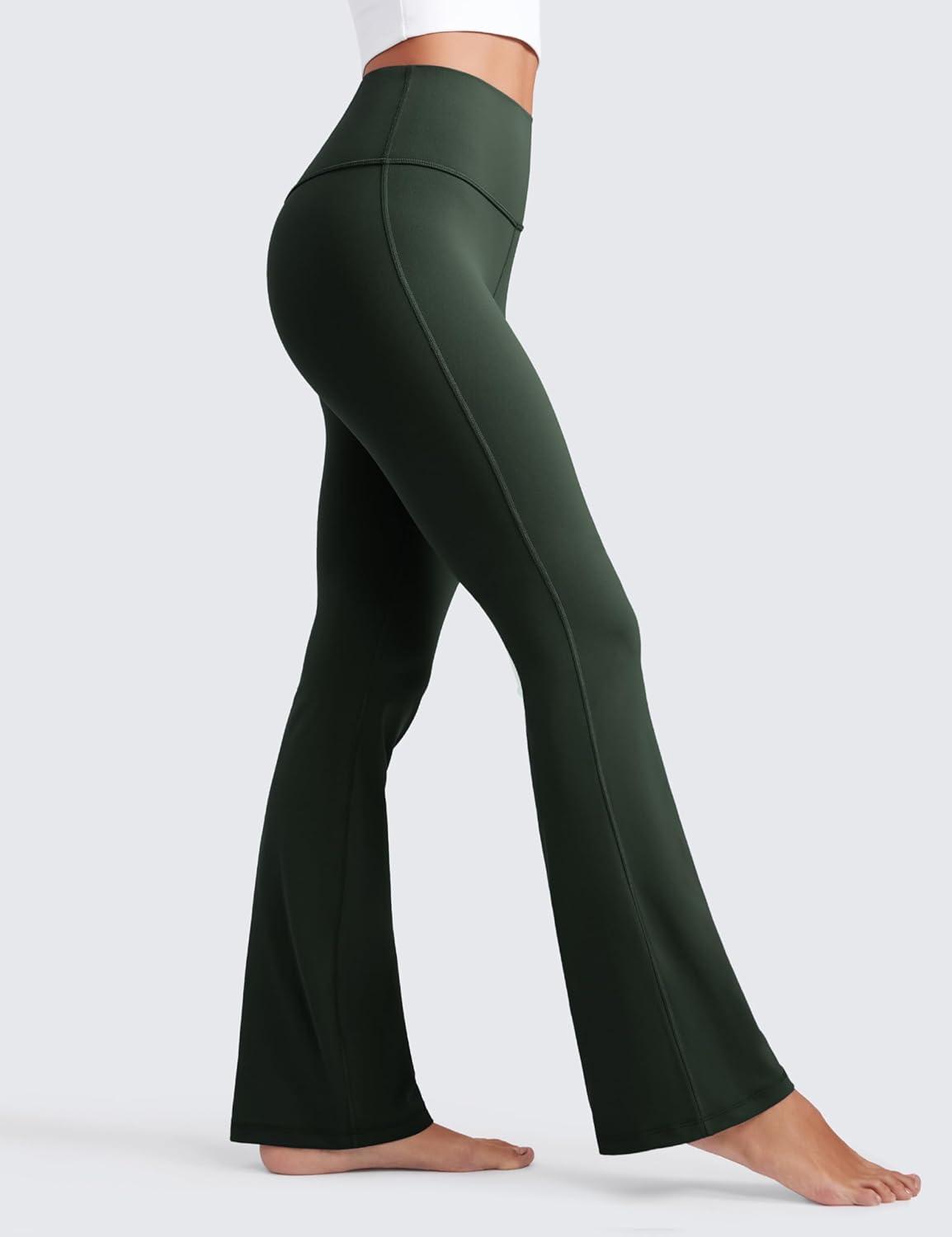 imageCRZ YOGA Womens Butterluxe High Waist Flare Pants 29quot  305quot  32quot  335quot  Yoga Bootcut Wide Leg with Pocket LoungeLegend Green