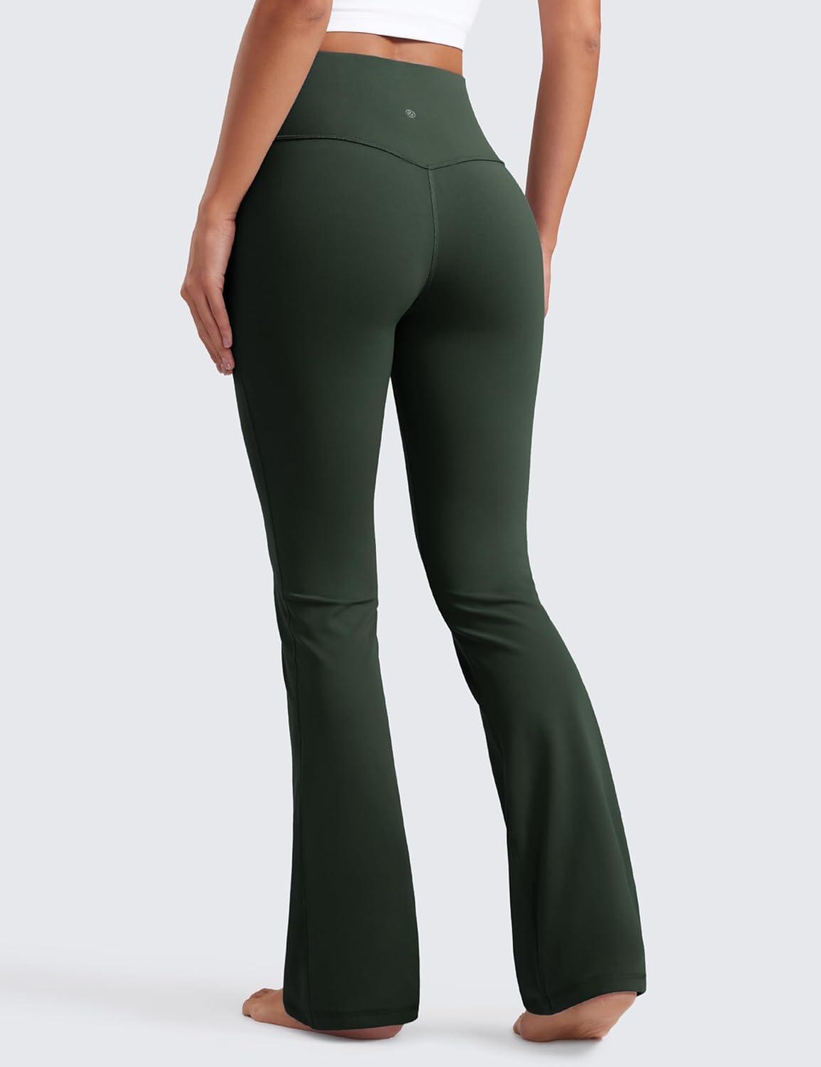 imageCRZ YOGA Womens Butterluxe High Waist Flare Pants 29quot  305quot  32quot  335quot  Yoga Bootcut Wide Leg with Pocket LoungeLegend Green