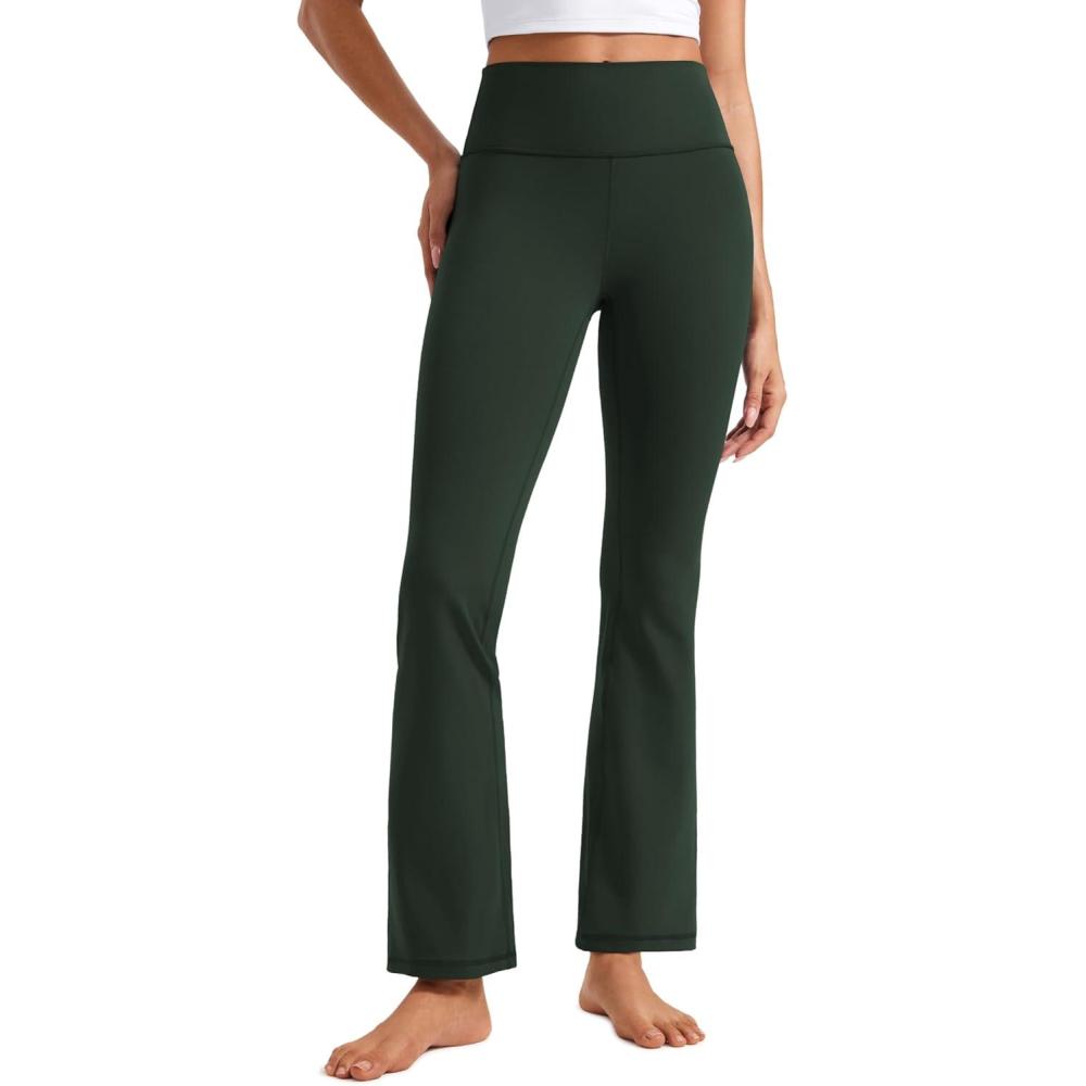 imageCRZ YOGA Womens Butterluxe High Waist Flare Pants 29quot  305quot  32quot  335quot  Yoga Bootcut Wide Leg with Pocket LoungeLegend Green