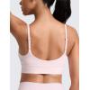 imageCRZ YOGA Butterlift U Neck Longline Sports Bras for Women  Adjustable Spaghetti Strap Workout Crop Top Padded Cami TankStrawberry Pink