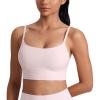 imageCRZ YOGA Butterlift U Neck Longline Sports Bras for Women  Adjustable Spaghetti Strap Workout Crop Top Padded Cami TankStrawberry Pink