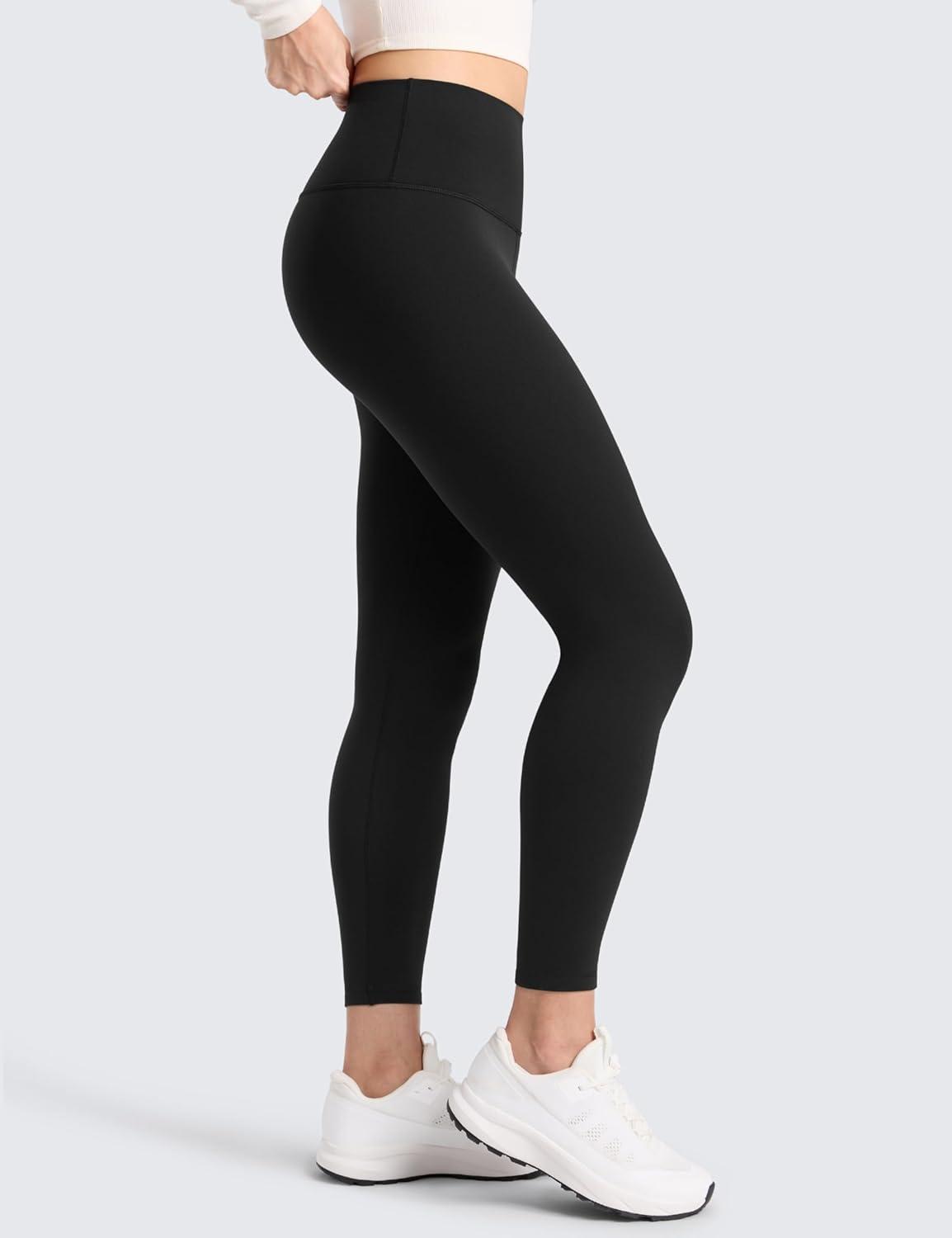 imageCRZ YOGA Womens Fleece Lined Leggings 25  Matte Winter Warm Thermal High Waisted Pants Casual Lounge Yoga WorkoutBlack