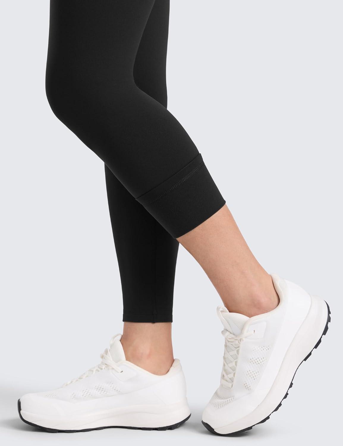 imageCRZ YOGA Womens Fleece Lined Leggings 25  Matte Winter Warm Thermal High Waisted Pants Casual Lounge Yoga WorkoutBlack