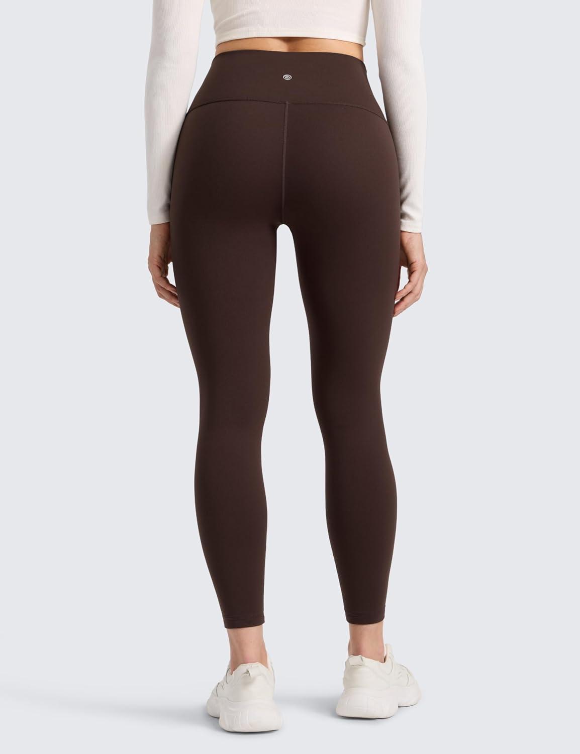 imageCRZ YOGA Womens Fleece Lined Leggings 25  Matte Winter Warm Thermal High Waisted Pants Casual Lounge Yoga WorkoutHot Fudge Brown