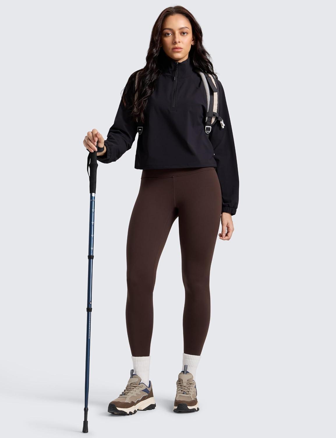 imageCRZ YOGA Womens Fleece Lined Leggings 25  Matte Winter Warm Thermal High Waisted Pants Casual Lounge Yoga WorkoutHot Fudge Brown