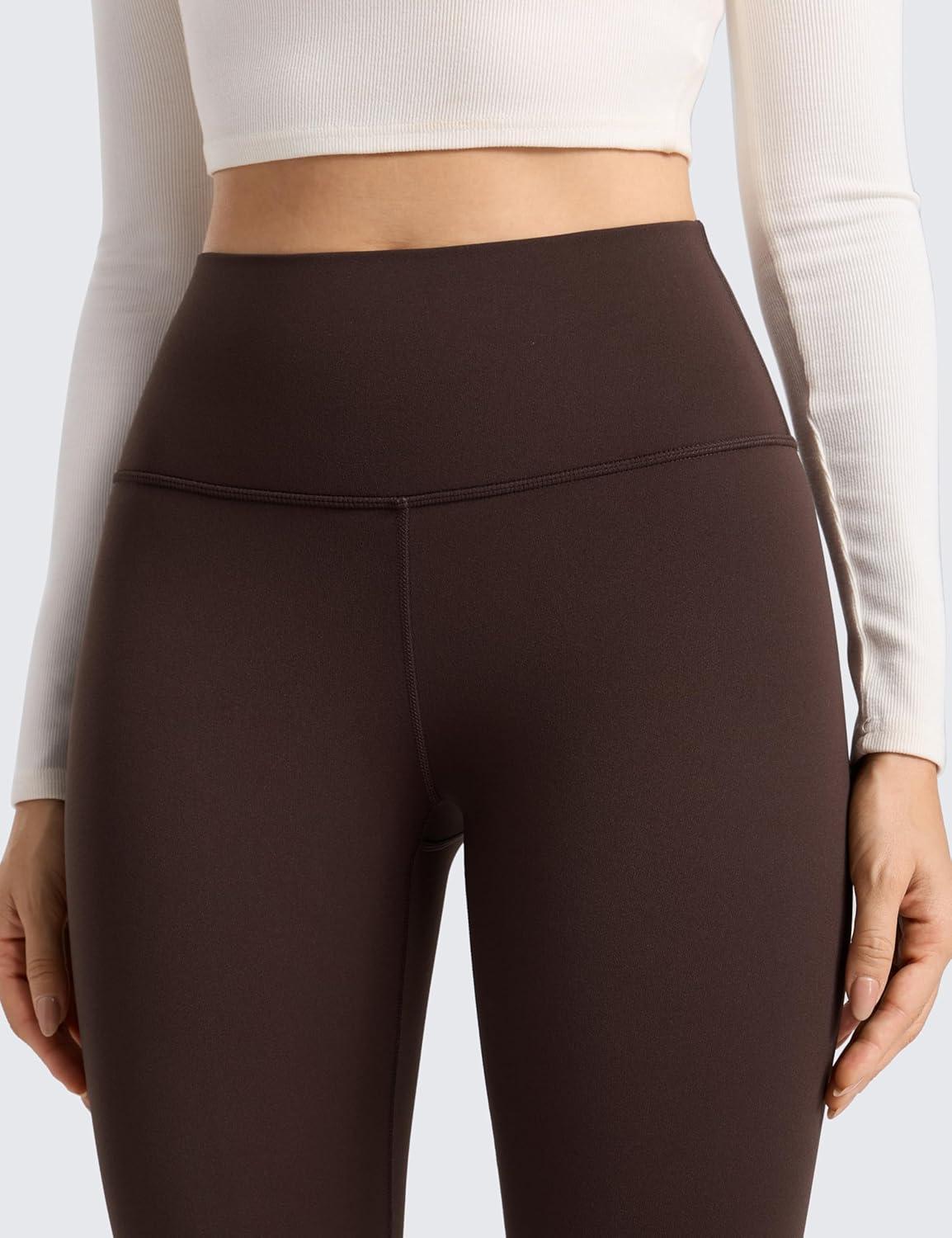 imageCRZ YOGA Womens Fleece Lined Leggings 25  Matte Winter Warm Thermal High Waisted Pants Casual Lounge Yoga WorkoutHot Fudge Brown