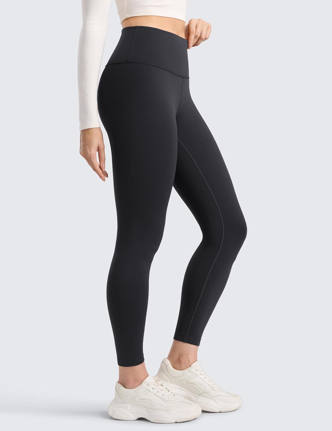 imageCRZ YOGA Womens Fleece Lined Leggings 25  Matte Winter Warm Thermal High Waisted Pants Casual Lounge Yoga WorkoutInk Gray