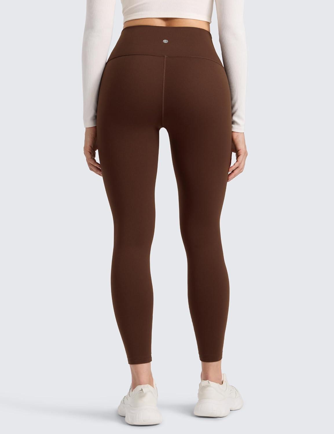 imageCRZ YOGA Womens Fleece Lined Leggings 25  Matte Winter Warm Thermal High Waisted Pants Casual Lounge Yoga WorkoutLava Brown