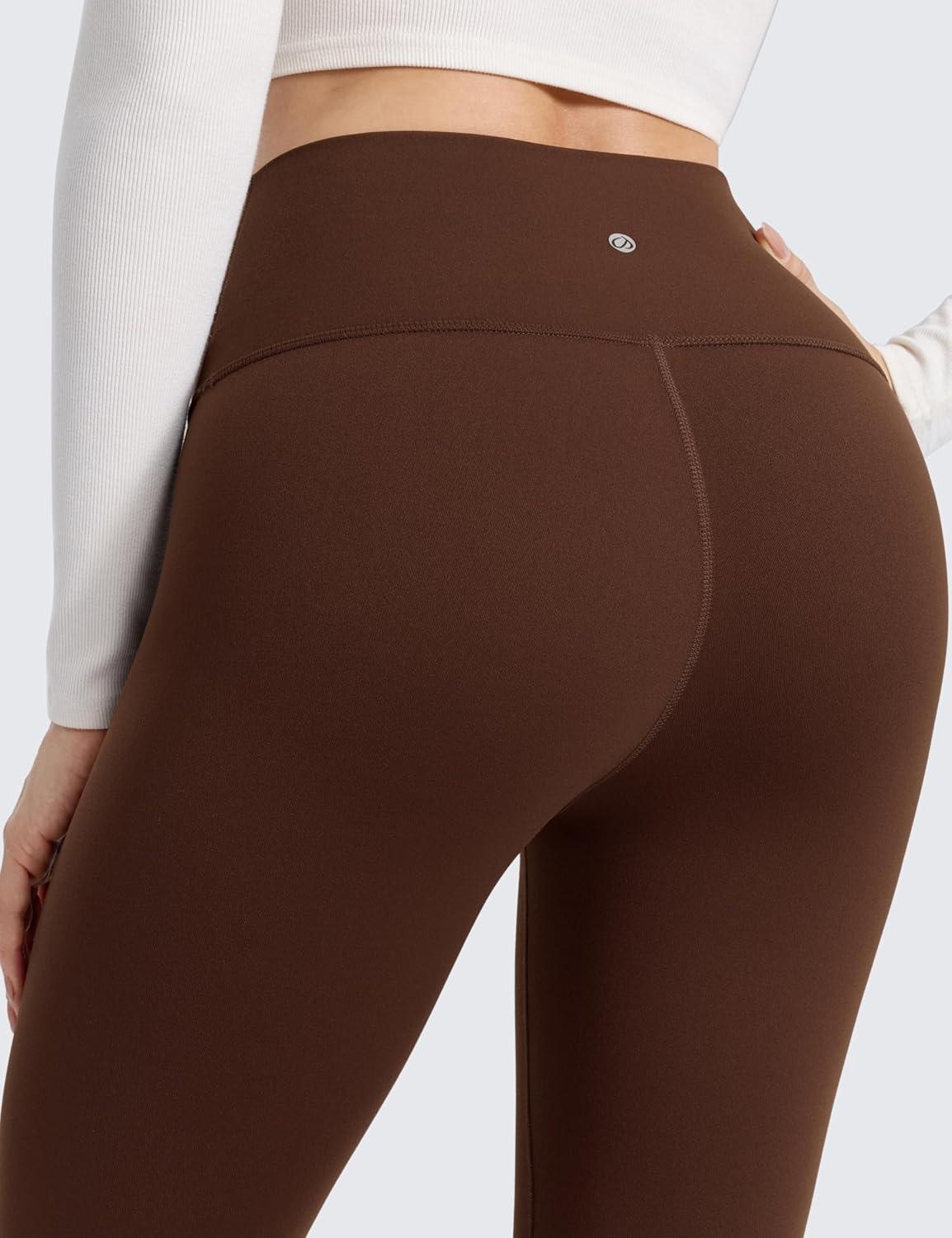 imageCRZ YOGA Womens Fleece Lined Leggings 25  Matte Winter Warm Thermal High Waisted Pants Casual Lounge Yoga WorkoutLava Brown