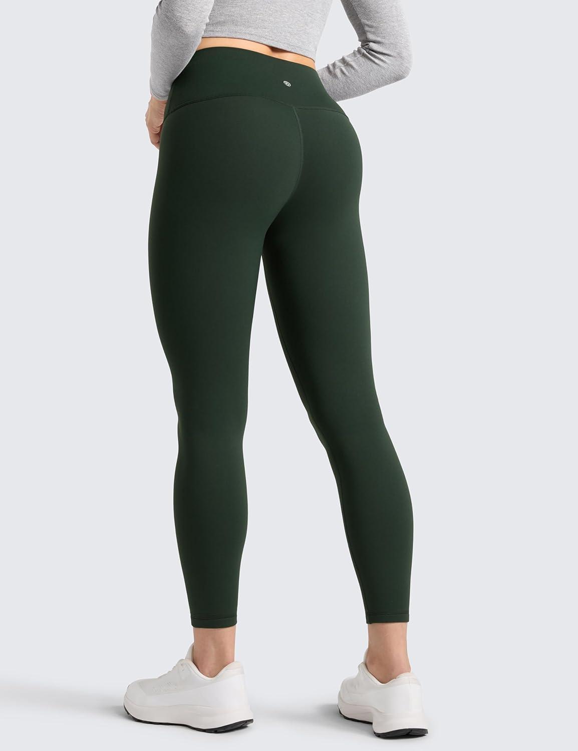 imageCRZ YOGA Womens Fleece Lined Leggings 25  Matte Winter Warm Thermal High Waisted Pants Casual Lounge Yoga WorkoutLegend Green