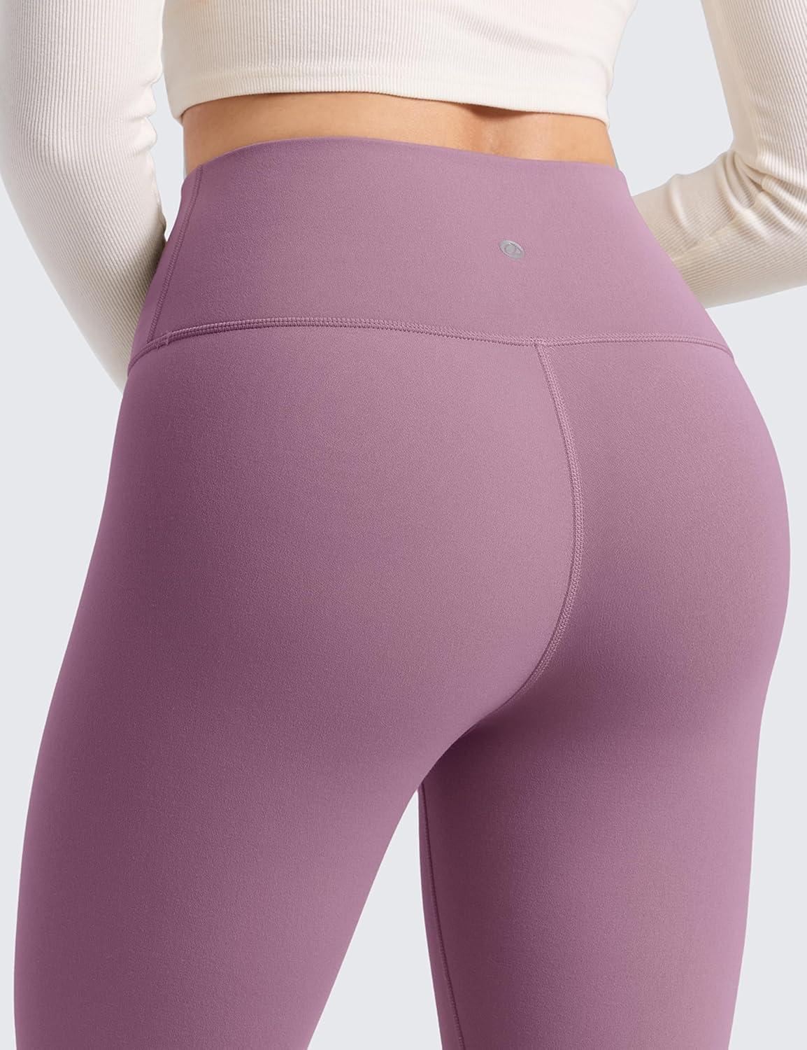 imageCRZ YOGA Womens Fleece Lined Leggings 25  Matte Winter Warm Thermal High Waisted Pants Casual Lounge Yoga WorkoutLight Lavender