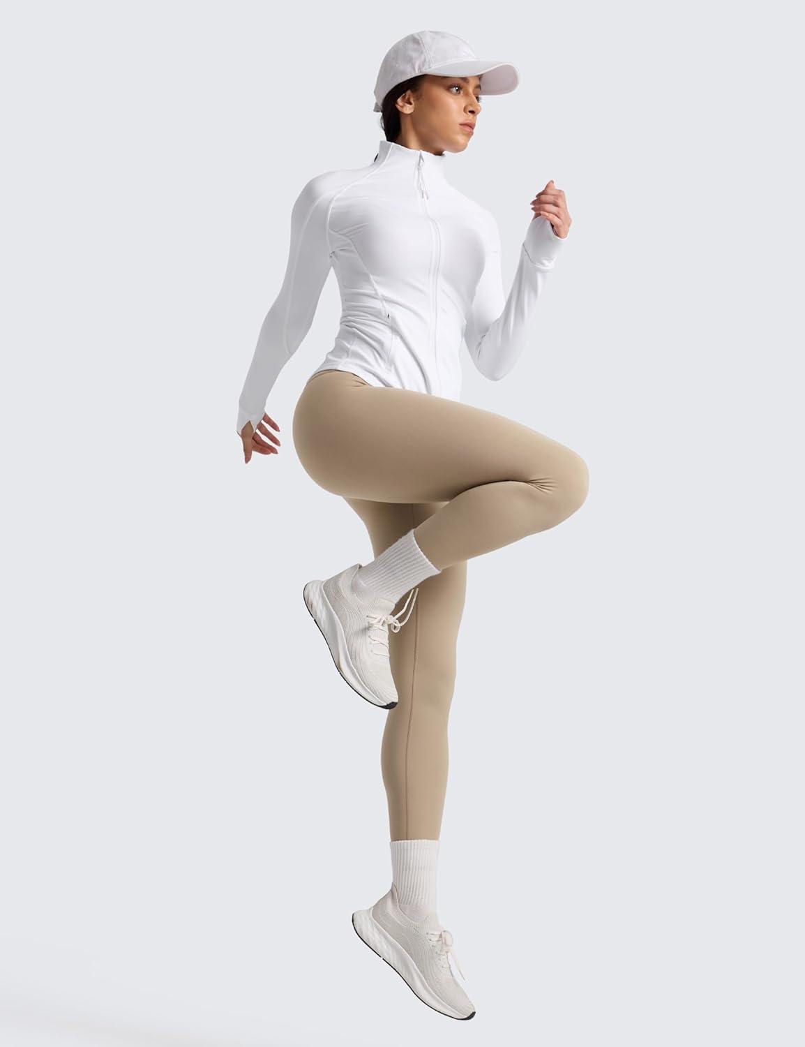 imageCRZ YOGA Womens Fleece Lined Leggings 25  Matte Winter Warm Thermal High Waisted Pants Casual Lounge Yoga WorkoutOak