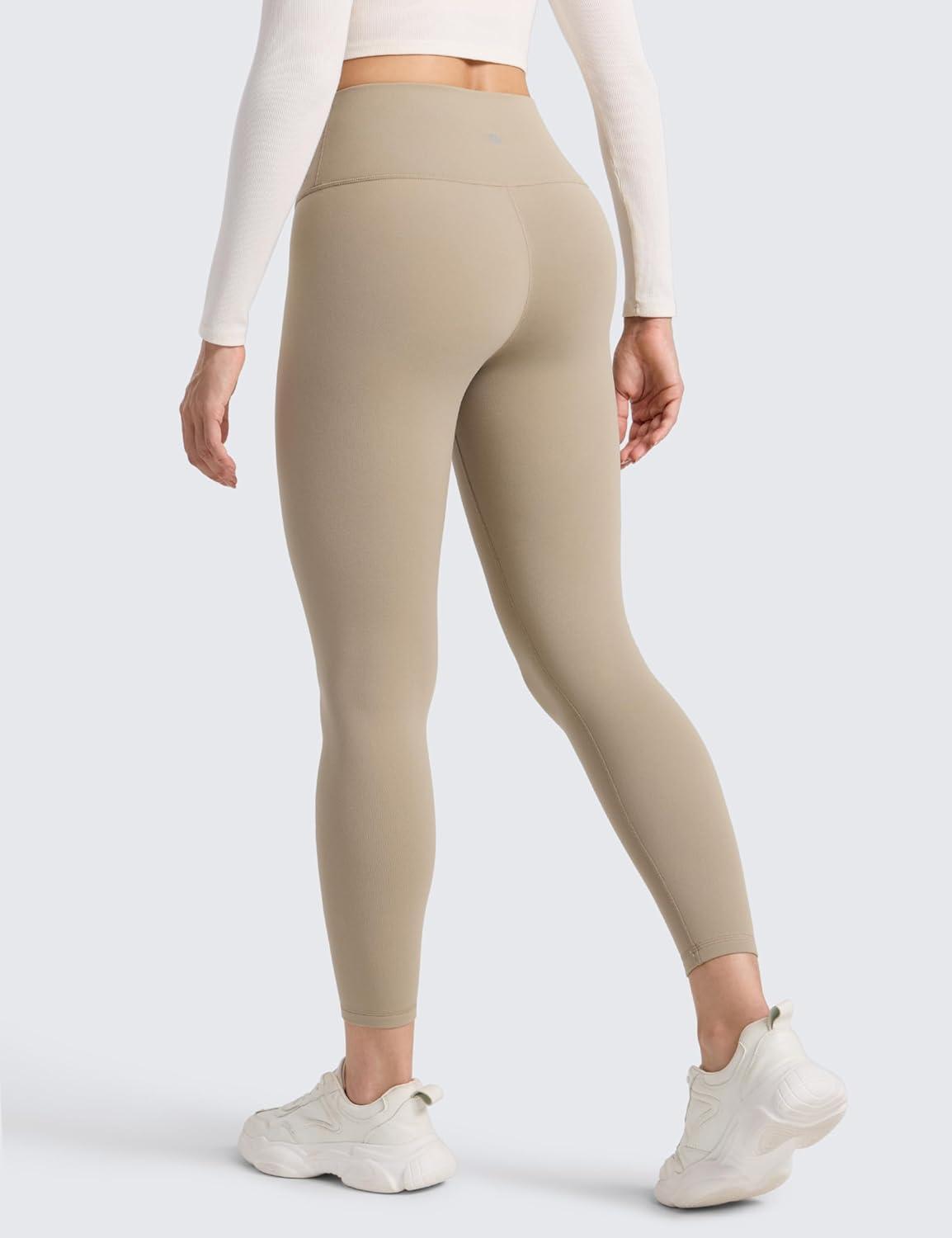 imageCRZ YOGA Womens Fleece Lined Leggings 25  Matte Winter Warm Thermal High Waisted Pants Casual Lounge Yoga WorkoutOak