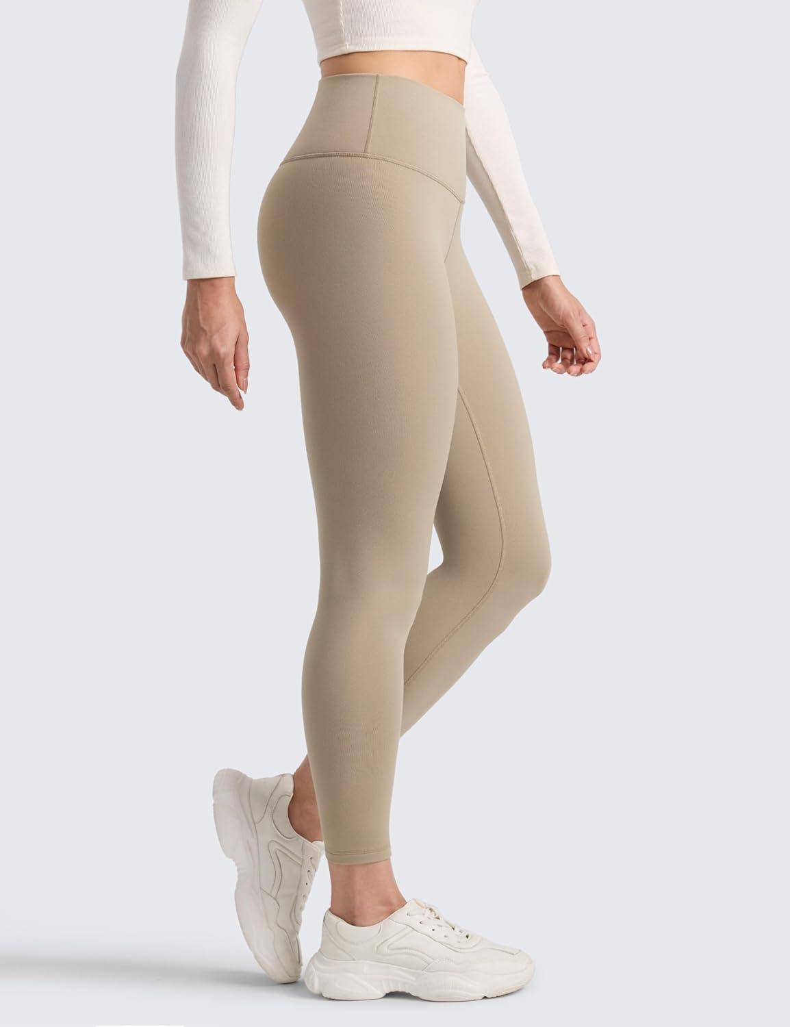 imageCRZ YOGA Womens Fleece Lined Leggings 25  Matte Winter Warm Thermal High Waisted Pants Casual Lounge Yoga WorkoutOak