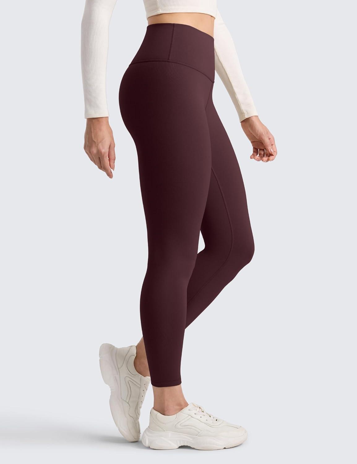 imageCRZ YOGA Womens Fleece Lined Leggings 25  Matte Winter Warm Thermal High Waisted Pants Casual Lounge Yoga WorkoutRipe Plum