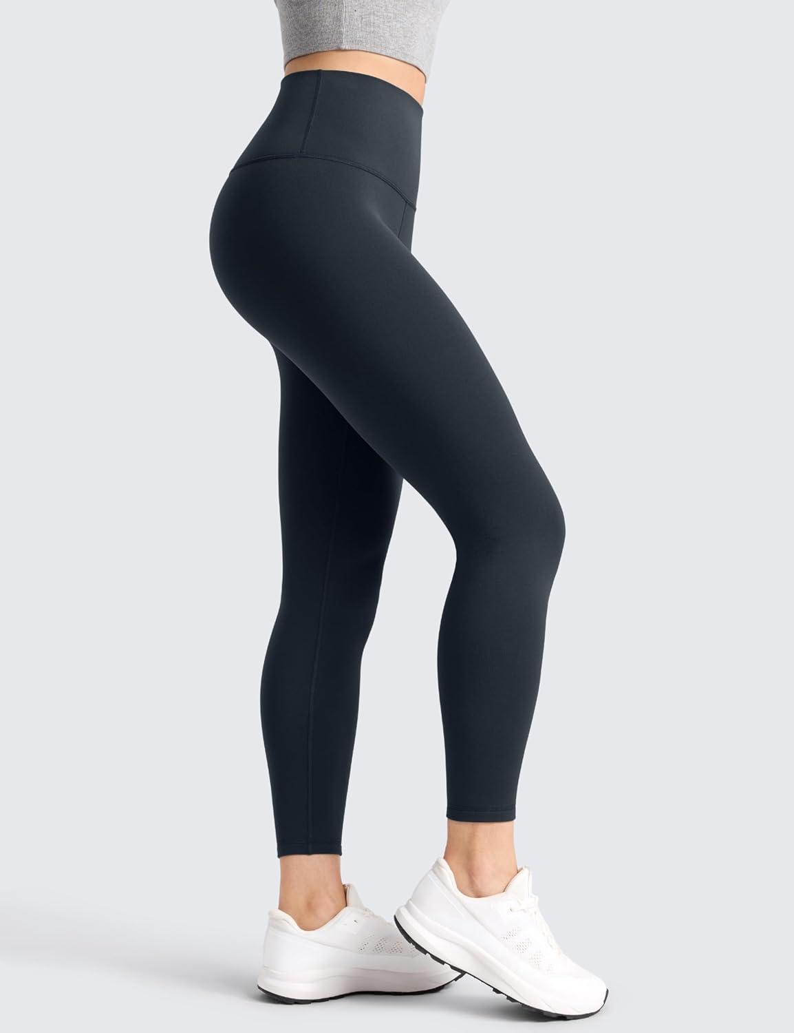 imageCRZ YOGA Womens Fleece Lined Leggings 25  Matte Winter Warm Thermal High Waisted Pants Casual Lounge Yoga WorkoutTrue Navy