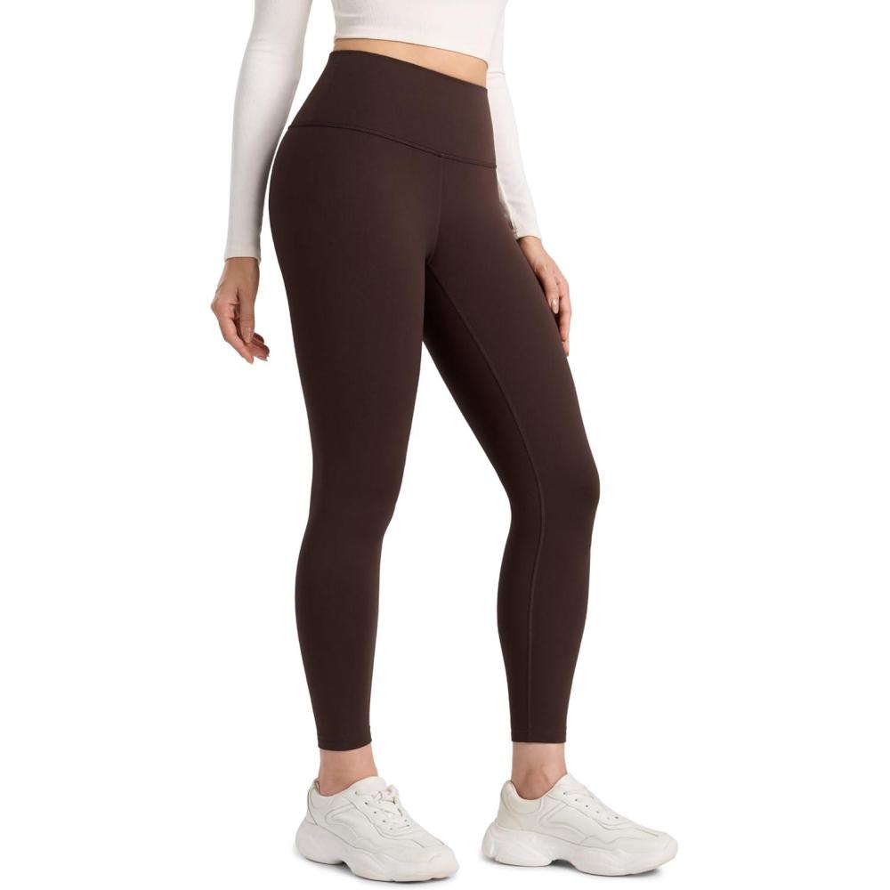 imageCRZ YOGA Womens Fleece Lined Leggings 25  Matte Winter Warm Thermal High Waisted Pants Casual Lounge Yoga WorkoutHot Fudge Brown