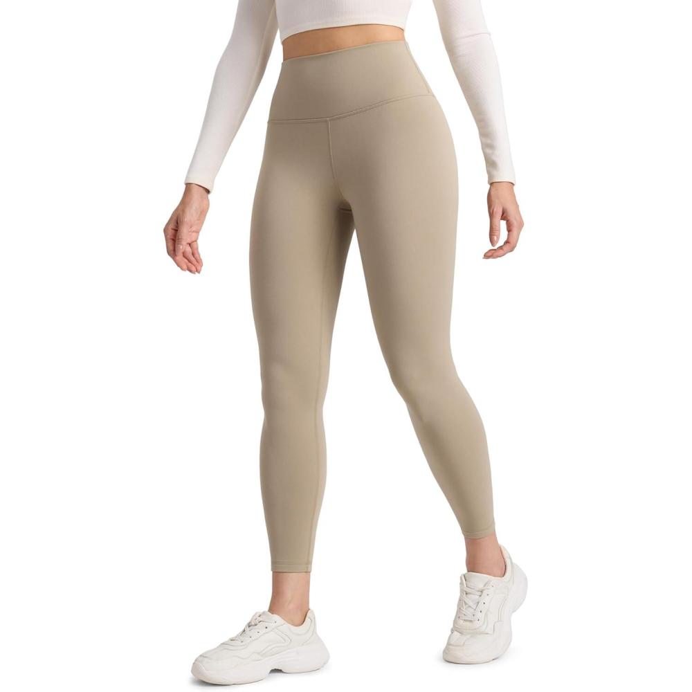 imageCRZ YOGA Womens Fleece Lined Leggings 25  Matte Winter Warm Thermal High Waisted Pants Casual Lounge Yoga WorkoutOak