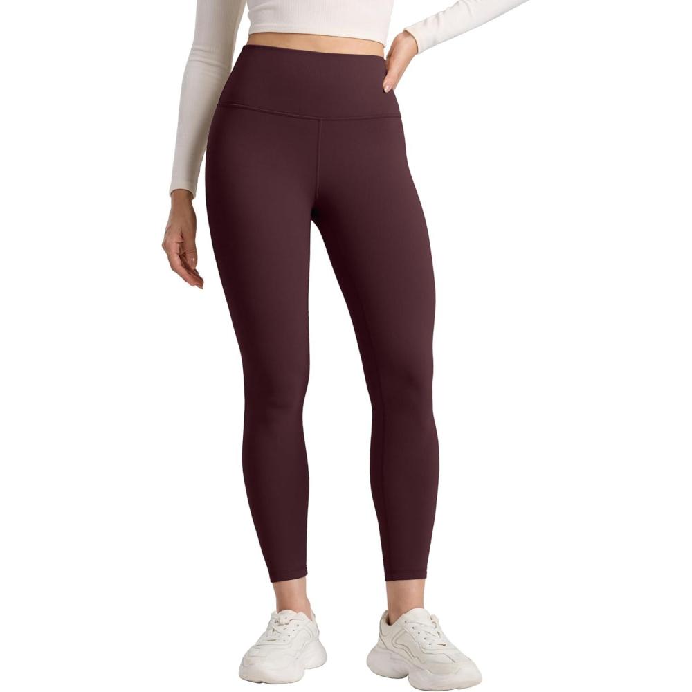 imageCRZ YOGA Womens Fleece Lined Leggings 25  Matte Winter Warm Thermal High Waisted Pants Casual Lounge Yoga WorkoutRipe Plum