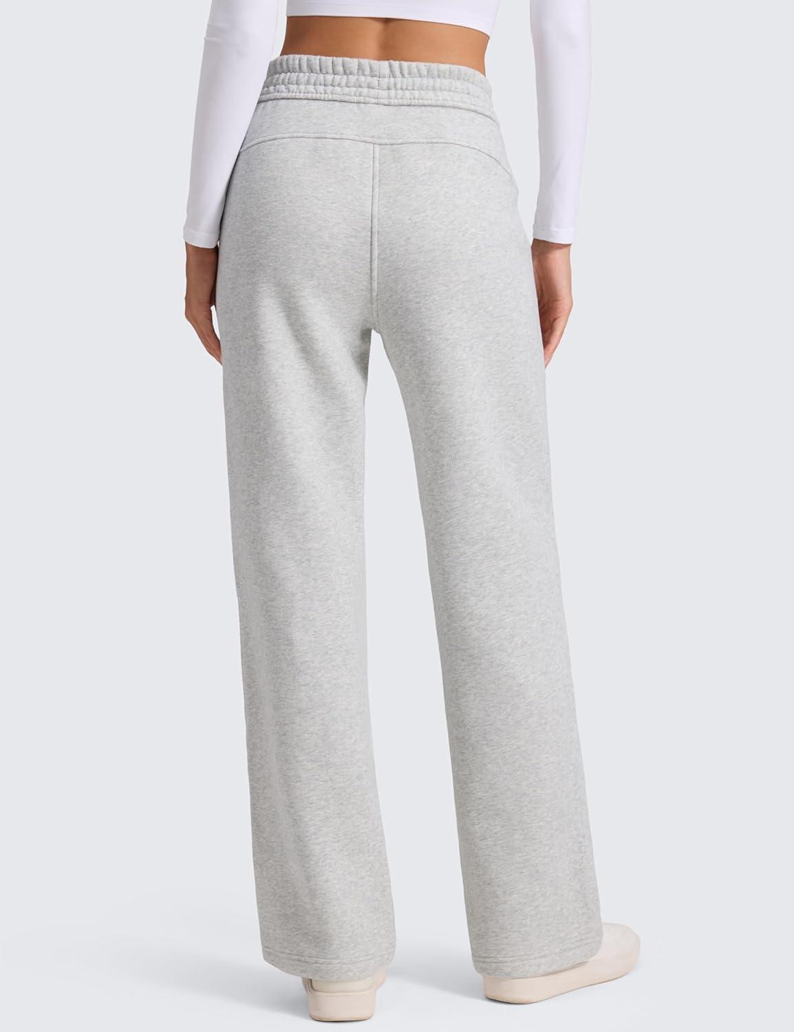 imageCRZ YOGA Cotton Fleece Lined Sweatpants Women 28quot30quot Straight Leg Casual Lounge Sweat Pants for WomenDove Grey Heather