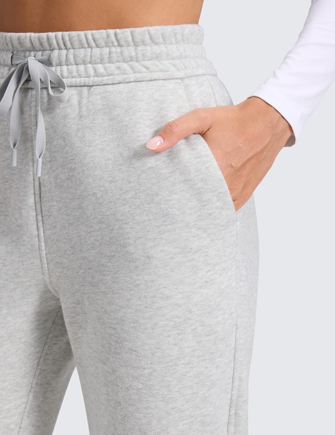 imageCRZ YOGA Cotton Fleece Lined Sweatpants Women 28quot30quot Straight Leg Casual Lounge Sweat Pants for WomenDove Grey Heather