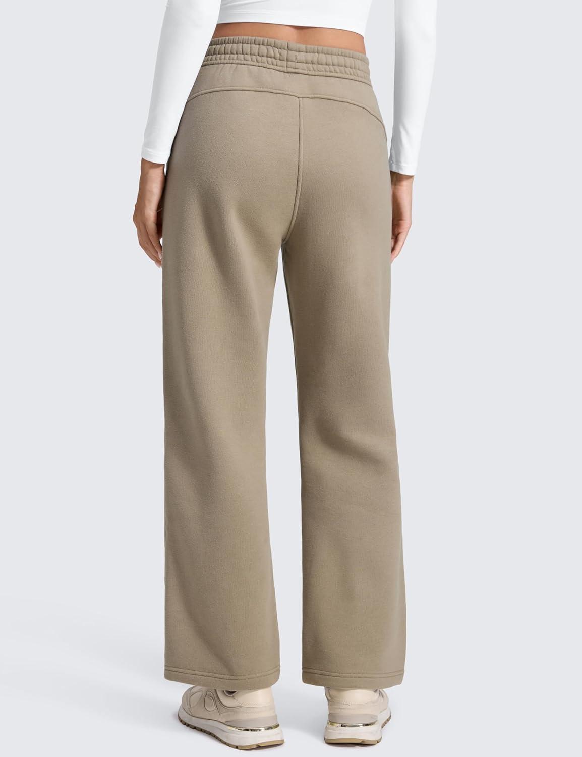 imageCRZ YOGA Cotton Fleece Lined Sweatpants Women 28quot30quot Straight Leg Casual Lounge Sweat Pants for WomenOak