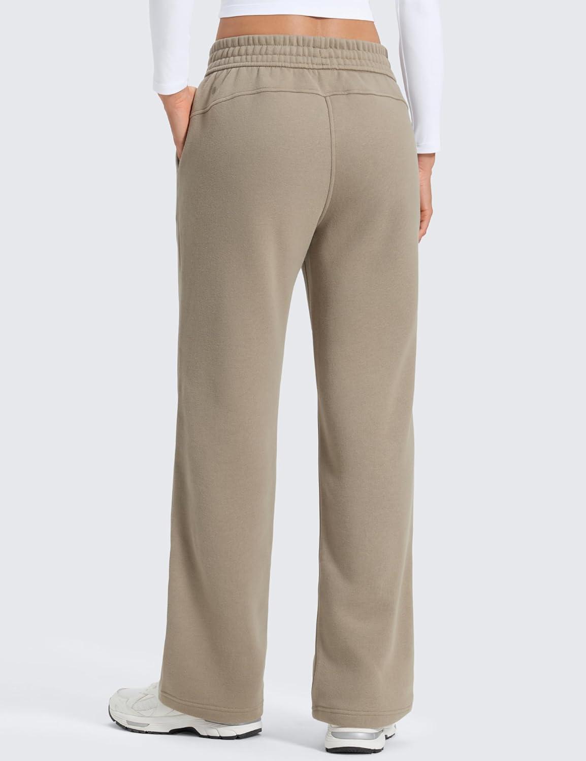 imageCRZ YOGA Cotton Fleece Lined Sweatpants Women 28quot30quot Straight Leg Casual Lounge Sweat Pants for WomenOak