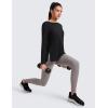 imageCRZ YOGA CottonBlend Long Sleeve Workout Tops for Women Boat Neck Soft Athletic Shirts Casual Going Out Fall TShirtsBlack