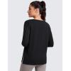 imageCRZ YOGA CottonBlend Long Sleeve Workout Tops for Women Boat Neck Soft Athletic Shirts Casual Going Out Fall TShirtsBlack