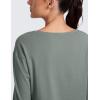 imageCRZ YOGA CottonBlend Long Sleeve Workout Tops for Women Boat Neck Soft Athletic Shirts Casual Going Out Fall TShirtsGrey Sage
