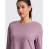 imageCRZ YOGA CottonBlend Long Sleeve Workout Tops for Women Boat Neck Soft Athletic Shirts Casual Going Out Fall TShirtsLight Lavender