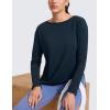 imageCRZ YOGA CottonBlend Long Sleeve Workout Tops for Women Boat Neck Soft Athletic Shirts Casual Going Out Fall TShirtsTrue Navy